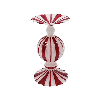 Red & White Bubble Glass Pillar Candle Holder by Ashland