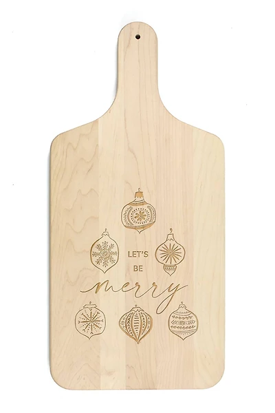 17" Let's Be Merry Maple Paddle Cutting Board
