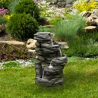 25" Gray LED 5-Tier Outdoor Garden Water Fountain