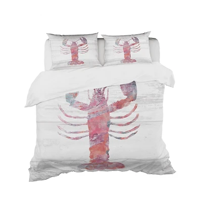 Designart 'Pink lobster Ocean Life' Coastal Bedding Set