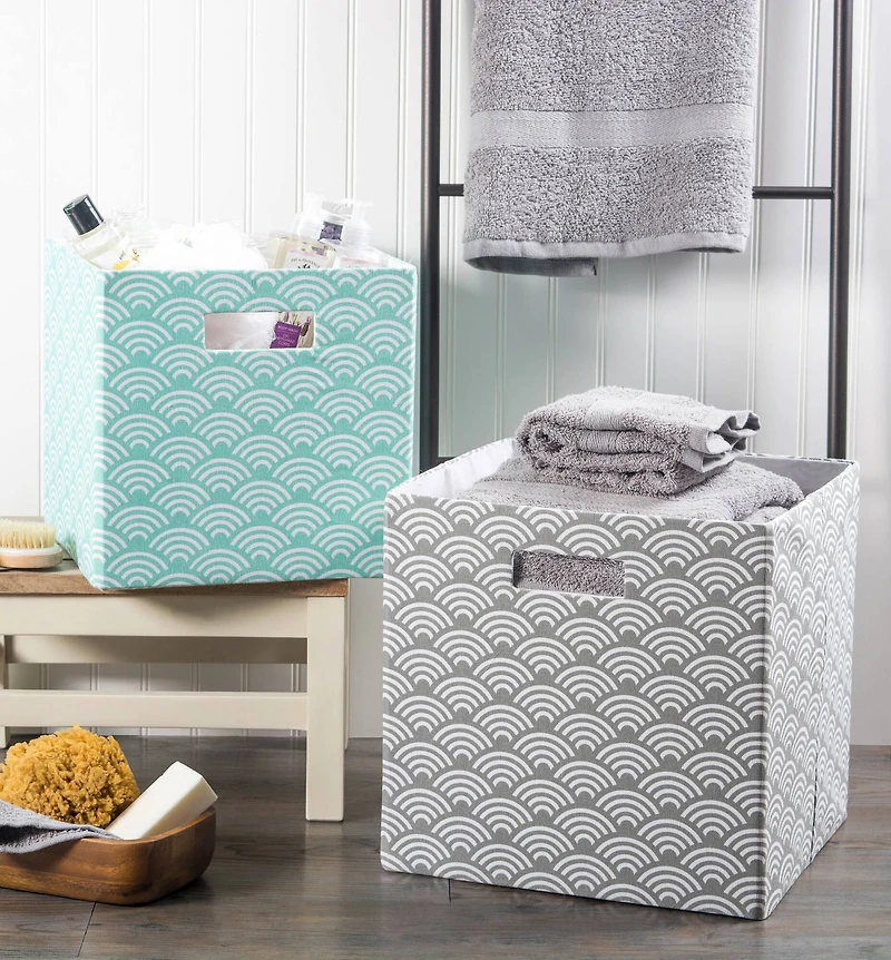 DII® 11" Gray Waves Cube Storage Bin