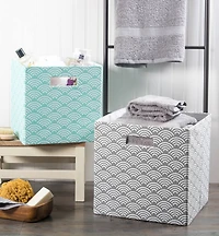 DII® 11" Gray Waves Cube Storage Bin