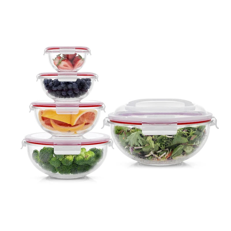 JoyJolt® Red Glass Mixing Bowls Set