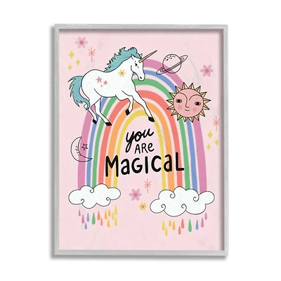 Stupell Industries You Are Magical Unicorn Rainbow Framed Wall Art