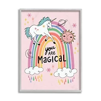 Stupell Industries You Are Magical Unicorn Rainbow Framed Wall Art