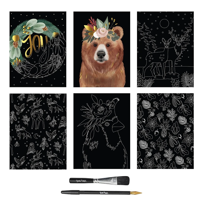 Brea Reese™ 9" x 12" Winter Deer Scratch Art Paper Pad