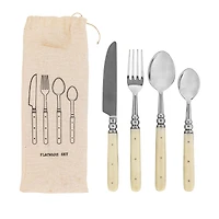 Hello Honey® Cream Farmhouse Stainless Steel Cutlery Set in Drawstring Bag