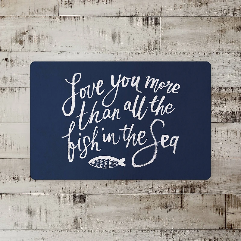 Love You More Than All the Fish Floor Mat, 27" x 18"