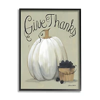 Stupell Industries Give Thanks Fall Pumpkin Harvest Framed Giclee Art