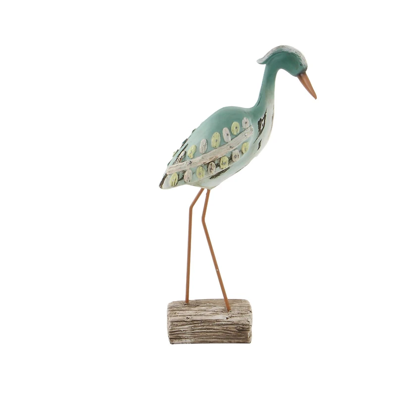 Light Blue Polystone Coastal Sculpture, Bird 20" x 10" x 4"