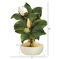 15" Magnolia Plant in Gold & Cream Elegant Planter