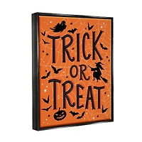 Stupell Industries Trick Or Treat Spider Web Framed Floater Canvas Wall Art