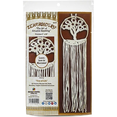 Design Works™ Zenbroidery™ Tree of Life Macramé Wall Hanging Kit