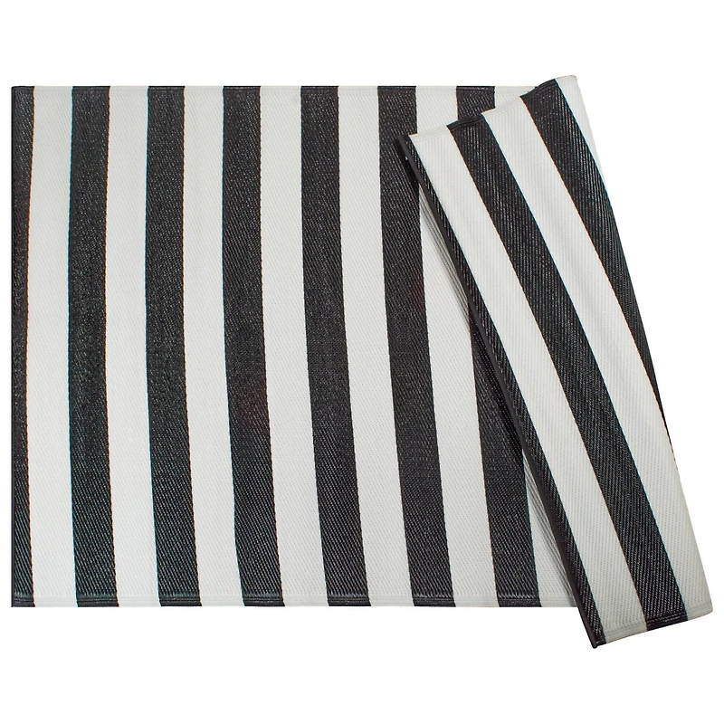 DII® Black & White Stripe Outdoor Rug, 4ft. x 6ft.
