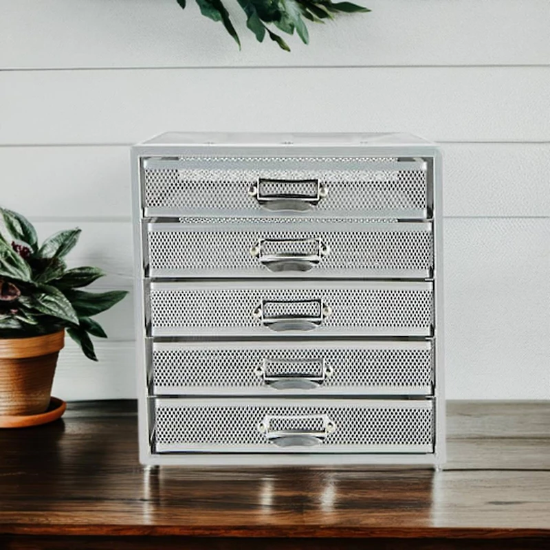 Mind Reader Silver 5 Drawer Heavy Duty Cabinet