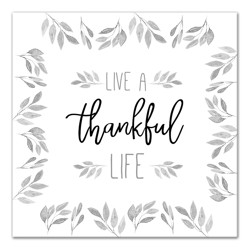 Thankful Life Fall Leaves Canvas Wall Art