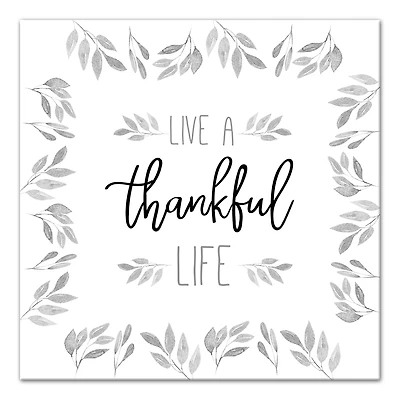 Thankful Life Fall Leaves Canvas Wall Art