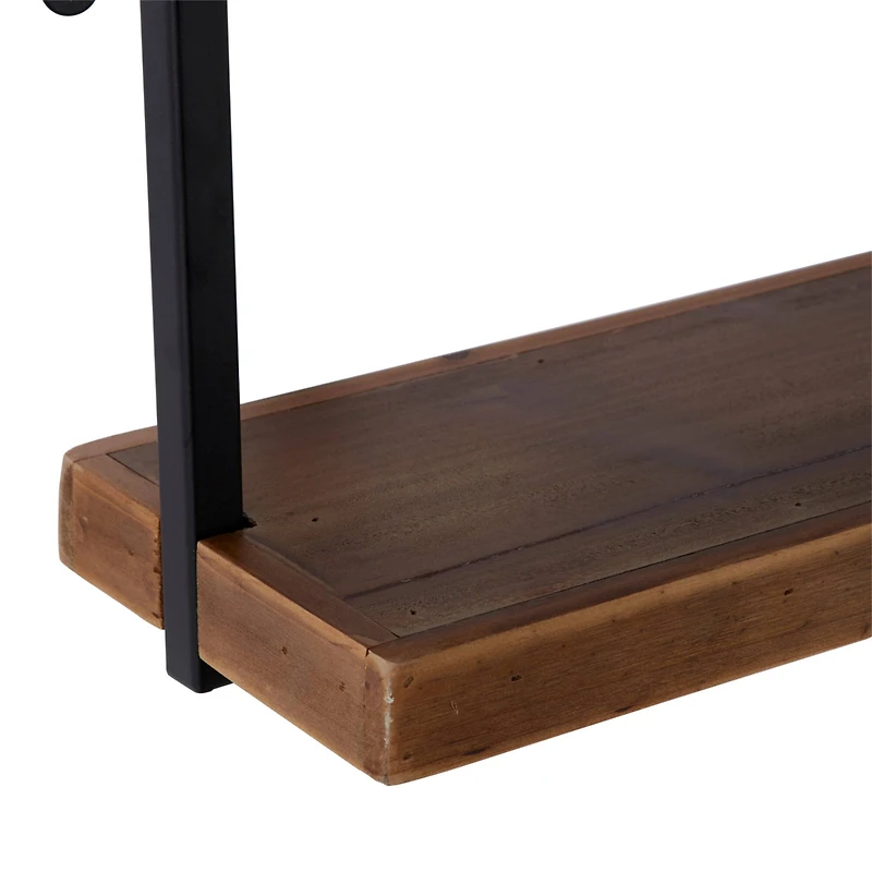 Brown & Black Industrial Wall Shelf Set