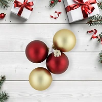 72ct. 4" Red & Gold Matte Glass Ball Ornaments