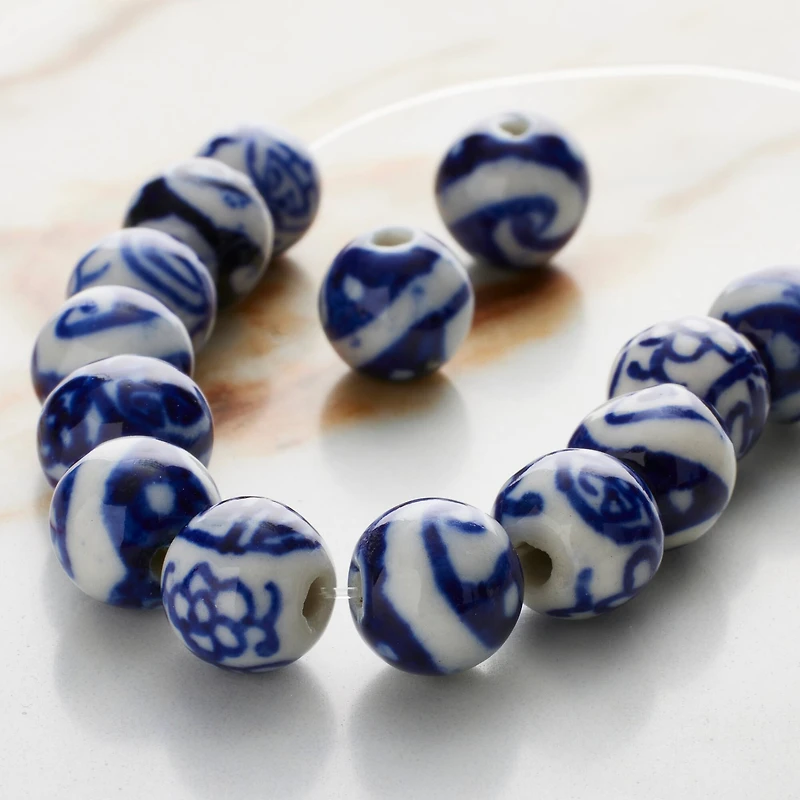 Sapphire Mix Ceramic Round Beads, 8mm by Bead Landing™