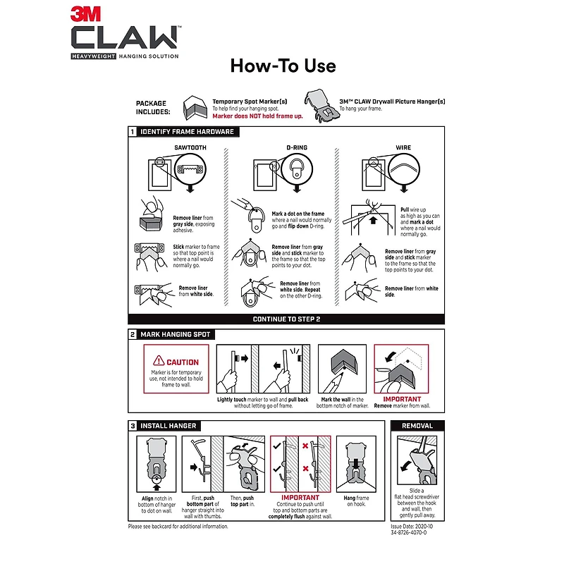 3M CLAW™ 65lb. Drywall Picture Hangers