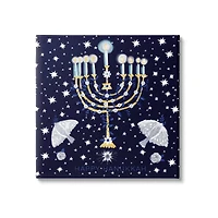 Stupell Industries Happy Hanukkah Starry Menorah Canvas Wall Art