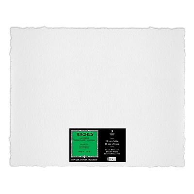 Arches® Bright White 22" x 30" Cold-Pressed Watercolor Paper, 3 Sheets