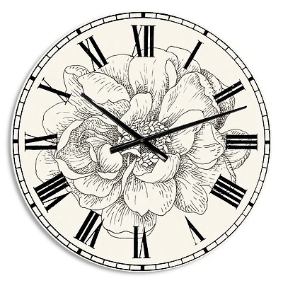 Designart 'Pen And Ink Florals Iv Farmhouse Wall Clock