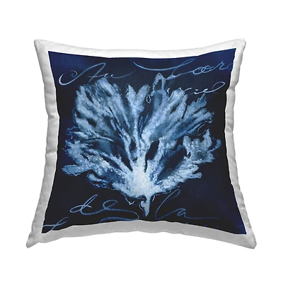 Stupell Industries Abstract Design Coral Script Nautical Blue White Throw Pillow 18" x 18"