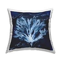 Stupell Industries Abstract Design Coral Script Nautical Blue White Throw Pillow 18" x 18"