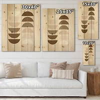 Designart - Abstract Sun & Moon Geometrics In Terracotta II - Modern Print on Natural Pine Wood