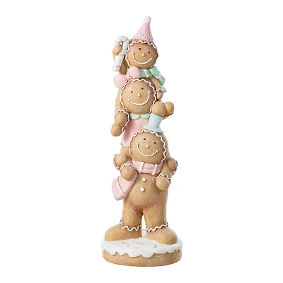 Glitzhome® 29.25" Christmas Macaron Resin Stacked Gingerbread Man Porch Decor