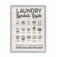Stupell Industries Laundry Symbols Guide Gray Framed Wall Art