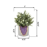 Flora Bunda® 11" Eucalyptus in Purple Amethyst Crystal Planter