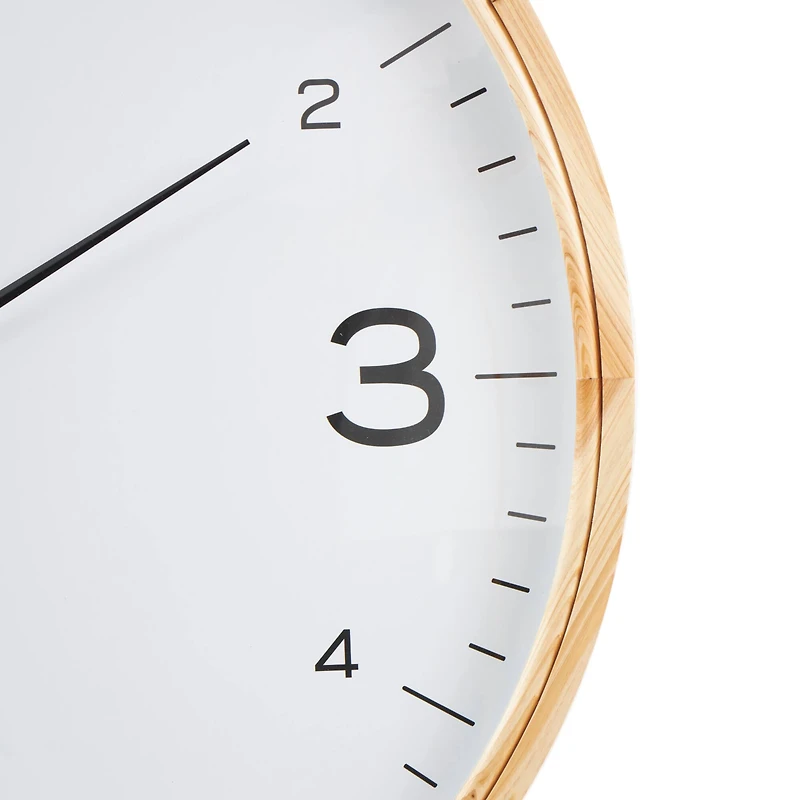 36" Light Brown Framed Wall Clock