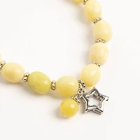John Bead New Jade Green Natural Stone Stretch Bracelet with Star Charm