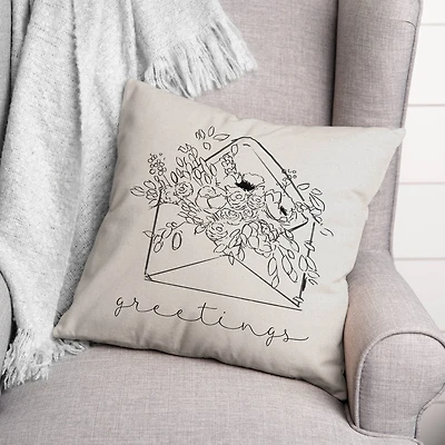 Greetings Floral Envelope Throw Pillow
