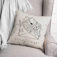 Greetings Floral Envelope Throw Pillow