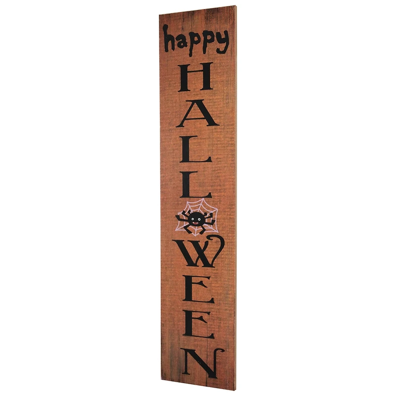 36" Orange Wood Happy Halloween with Spider Wall Sign