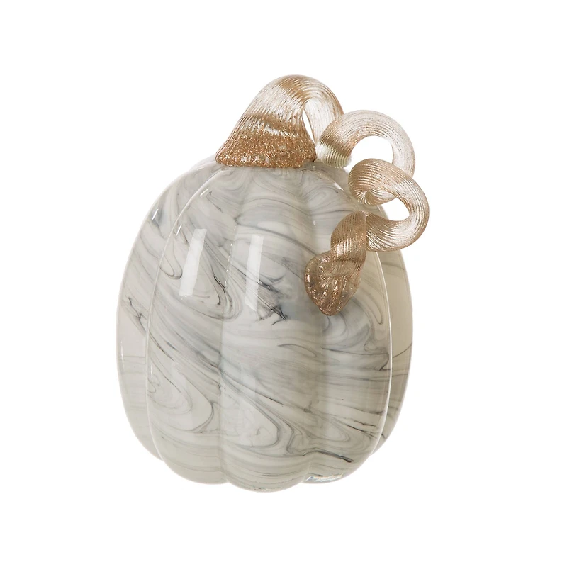 Glitzhome® Gray Marble Glass Pumpkin Set