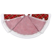 20" Glittery Plaid & White Faux Fur Trim Mini Tree Skirt