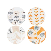 Hello Honey® 5.5" Hand Painted Stoneware Plate with Floral Pattern Set, 4ct.