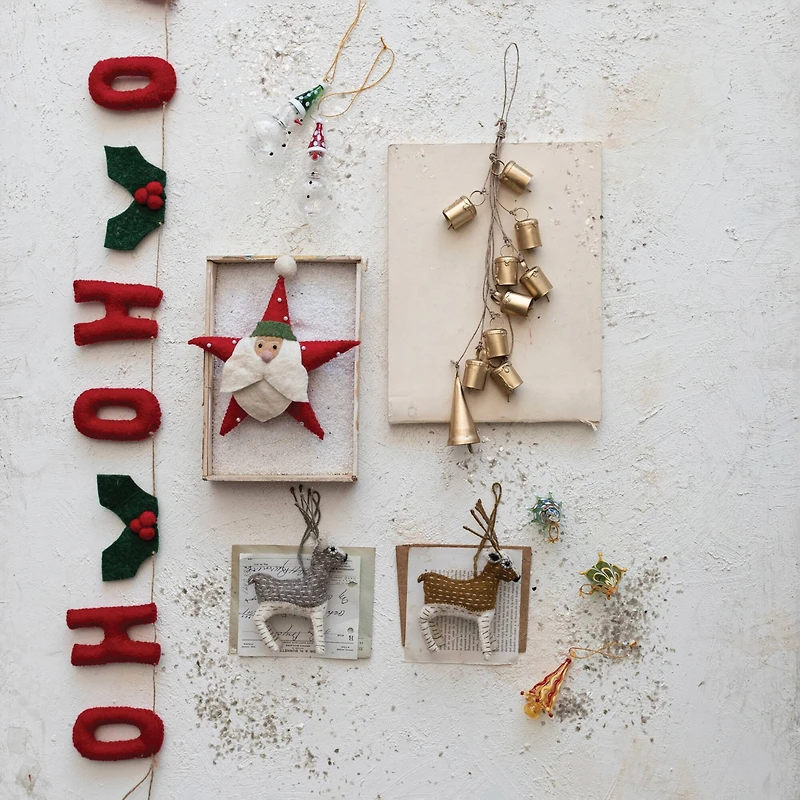 Hello Honey® 6ft. Handmade Wool Felt "HO HO HO" with Holly Leaves & Berries Garland