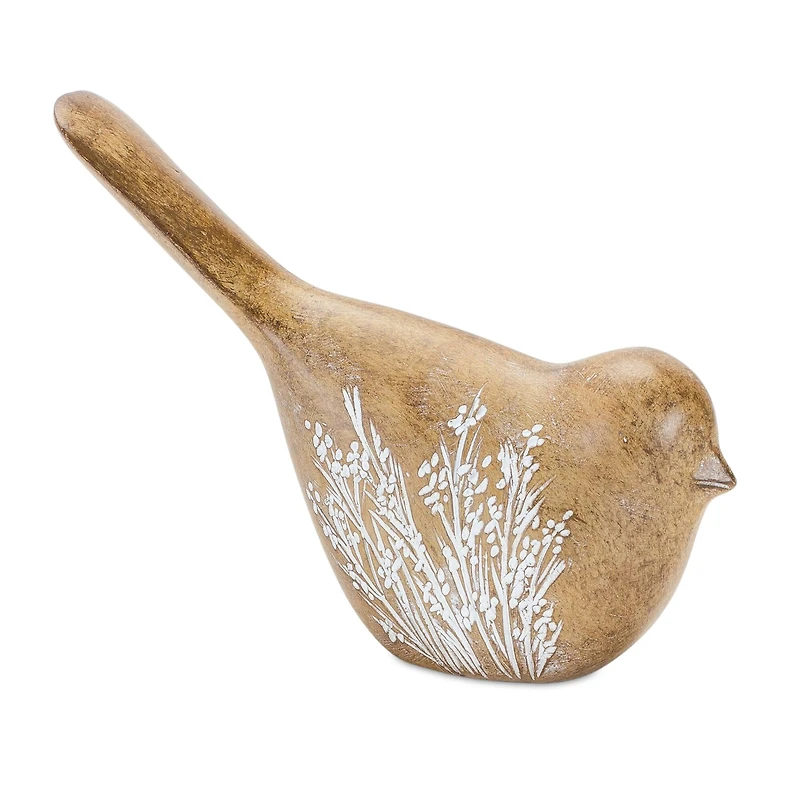 Bird Figurine with Carved Floral Design Set