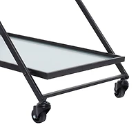 Black Iron Industrial Bar Cart, 32" x 25" x 18"