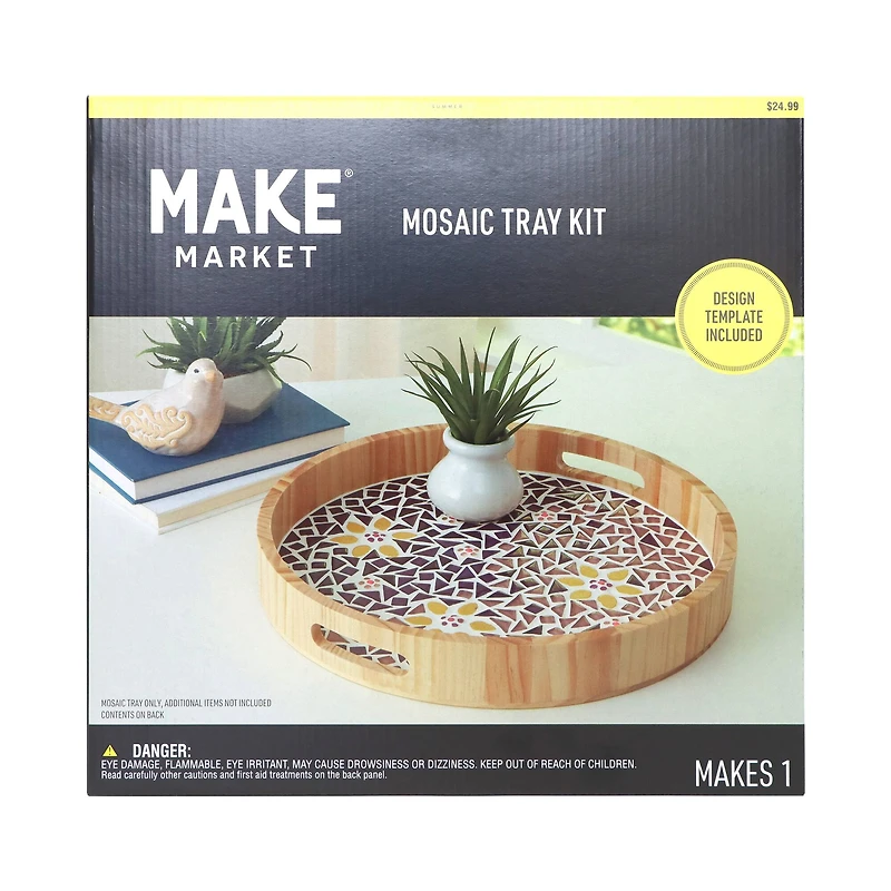 14" Round Yellow Flowers Mosaic Tray Kit by Make Market®