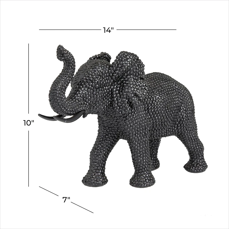 14" Black Contemporary Elephant Sculpture