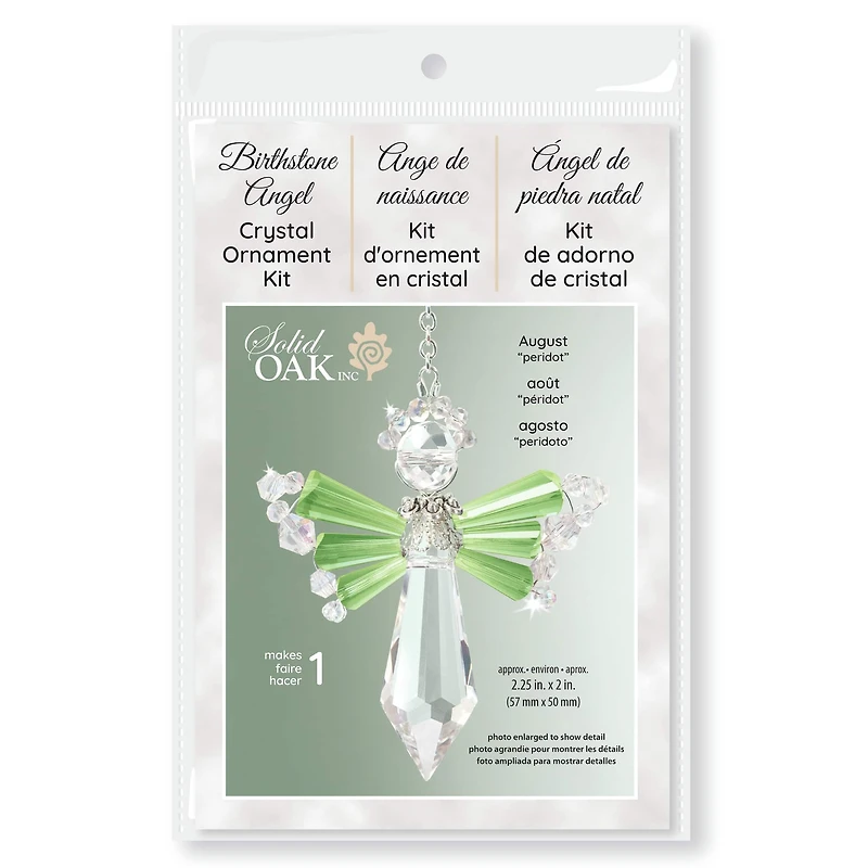 Solid Oak August/Peridot Birthstone Angel Crystal Suncatcher Ornament Kit