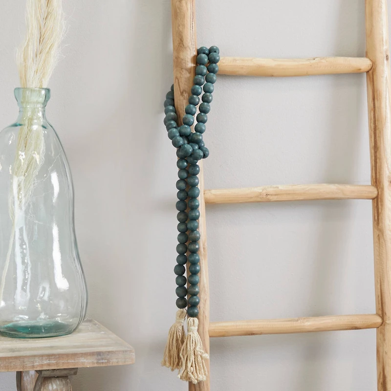 Green Wood Bohemian Bead Garland 81" x 1" x 1"