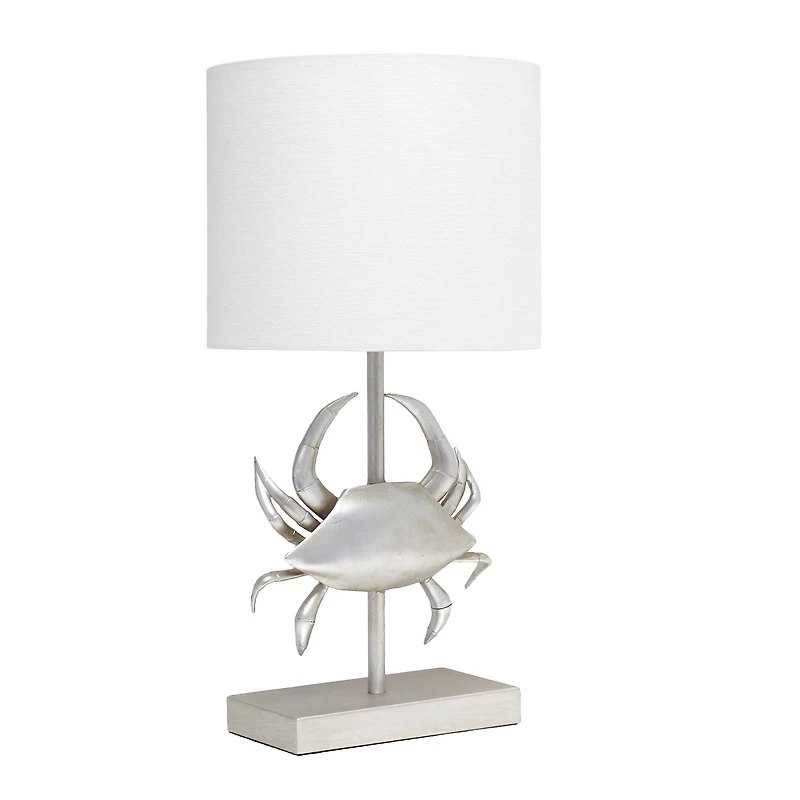Simple Designs™ 18" Brushed Nickel Pinching Crab Table Lamp with White Shade